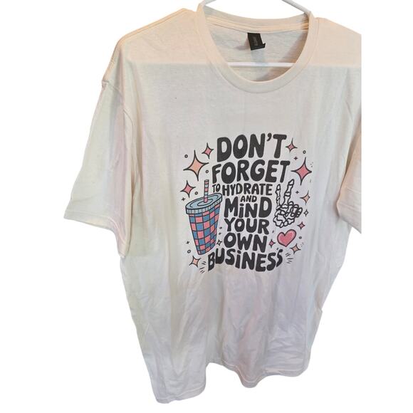 Gildan SoftStyle Don't Forget to Hydrate T Shirt L Womens Cream Short Sleeve - Picture 2 of 6